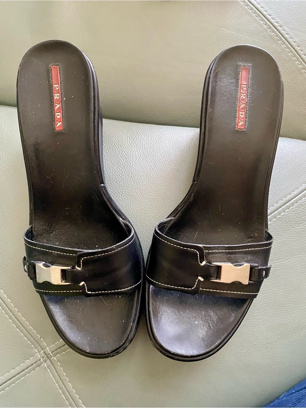 Authentic Prada Wedge Slides - Approx Sz 9